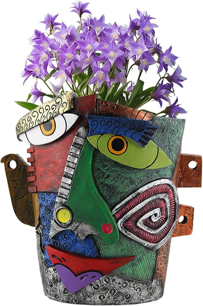 Abstract Face Flower Pots Head,Creative Inspiration Succulent pots,Head Planter with Drainage Hole,Colorful Plant Pots for Outdoor Garden Decor Home Art Decoration(Frowning