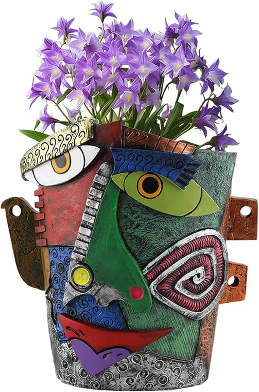 Abstract Face Flower Pots Head,Creative Inspiration Succulent pots,Head Planter with Drainage Hole,Colorful Plant Pots for Outdoor Garden Decor Home Art Decoration(Frowning