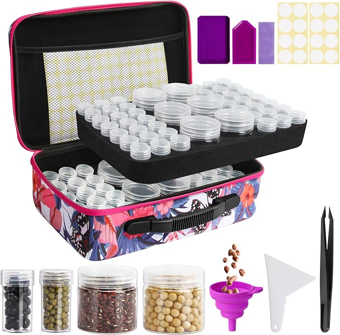 Seed Storage Organizer, 96 Slots Seed Organizer Storage Box, Portable Seed Packet Organizer Box with Zipper Bag, Labels, Sorting Tray, Garden Seed Storage Container for Flower Plants