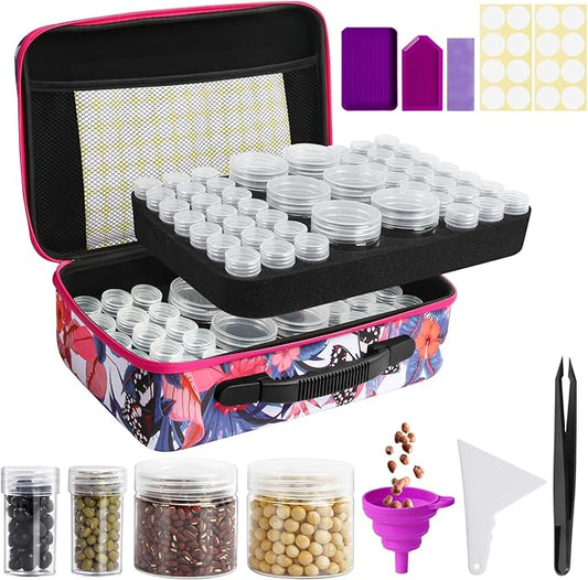 Seed Storage Organizer, 96 Slots Seed Organizer Storage Box, Portable Seed Packet Organizer Box with Zipper Bag, Labels, Sorting Tray, Garden Seed Storage Container for Flower Plants
