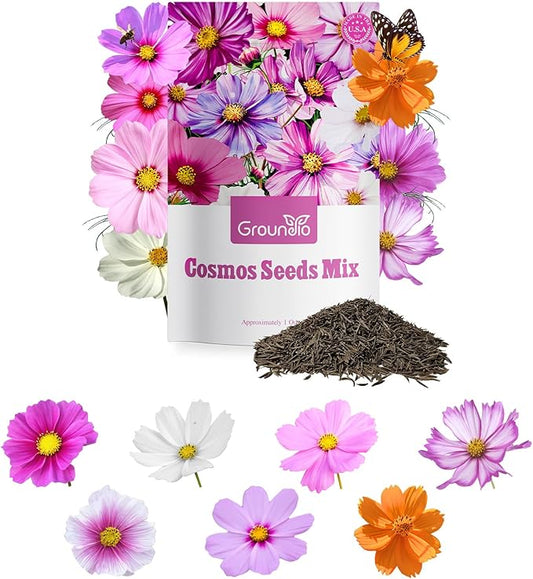 Cosmos Seeds Wildflower Mix, 1 Oz, 7 Varieties Flowers Seeds for Planting (Daydream, Gloria, Picotee, Purity, Radiance, Pinkie, Sulphur)