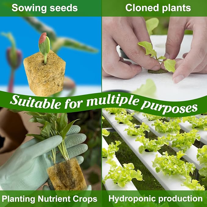 600 Pieces 1'' Rockwool Cubes for Hydroponics, Rock Wool Planting Cubes with 10 Plant Name Tags Rockwool Starter Plugs Mini Blocks for Soilless Cultivation Seedlings Cutting