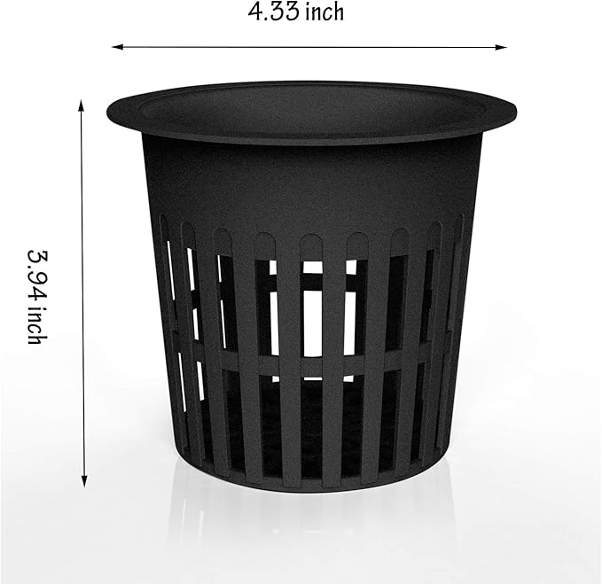 4 Inch Plastic Net Cups, Pots Plant Containers, for Hydroponics Aquaponics Orchids, 10 Pcs Black, with 20pcs Garden Tags.