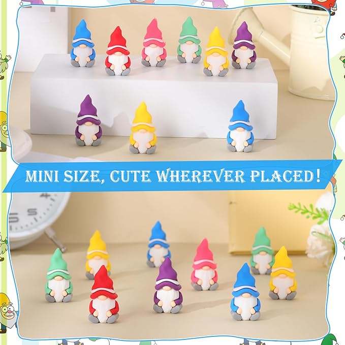 30 Pcs Mini Gnomes Figurines Tiny Fairy Resin Gnomes Statue Garden Bulk for Goody Bag Stuffers Filler Party Favors Gifts Decor Dwarf Statues Garden Dollhouse Micro Landscape Accessories