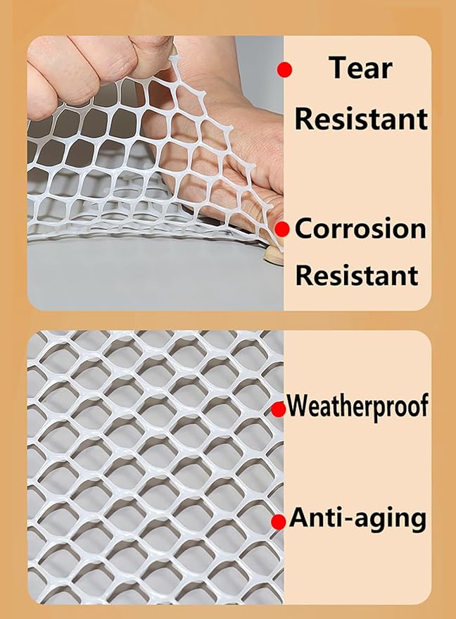 XIFENG Plastic Chicken Wire Mesh Fence Roll, Plastic Fencing Poultry Fencing Netting for Garden Fencing Farm Cats Dogs Rabbit Snake Animal Barrier(Size:0.7''mesh-98'L x 3.3'W Roll,Color:Green)