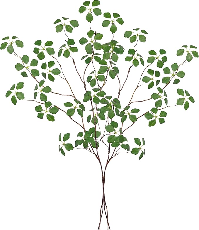 4PCS Faux Eucalyptus Stems with Leaf, 33.5" Fake Greenery Stems Artificial Plants Stems for Vase Filler Decoration, Faux Bendable Branches for Centerpieces Decor