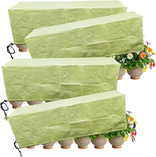EJW Plant Covers Freeze Protection Planter Cover,Frost Cloth,n,59'' x 17'' x 15.7'' Outdoor Plant Cold Protection, Outdoor Plant Frost Fabric, for Flower Box, Balcony Planter 2 Piece Set