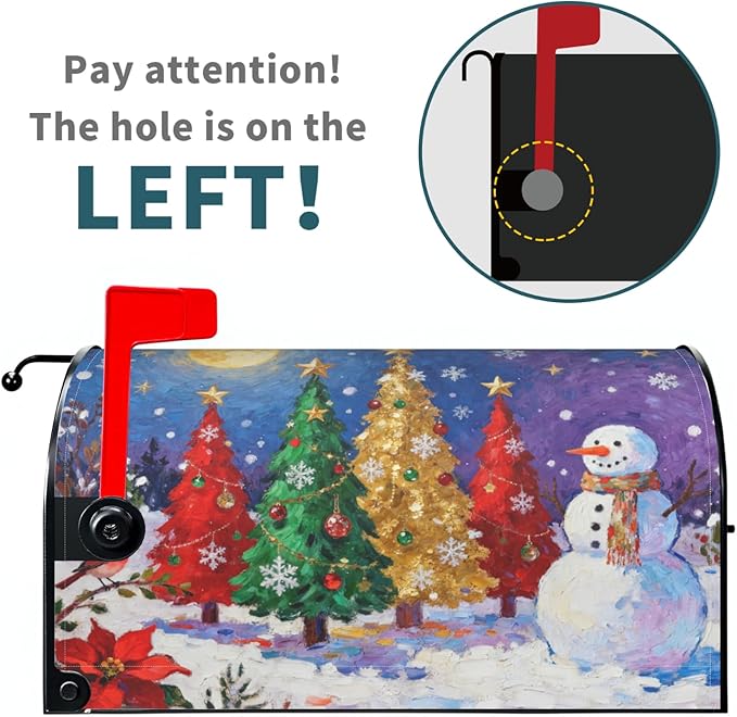Christmas Large Mailbox Covers Magnetic Oversized Xmas Tree Snowman Watercolor Starry Moon Winter Holiday Outdoor Decorative Seasonal Letter Box Cases for Home Garden Outside Decor, 25.5x21 Inch