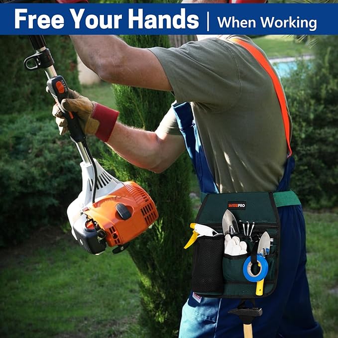 Garden Tool Belt, 6 Pocket Gardening Tool Waist Pouch with Adjustable Waist Strap, Gardening Belt Apron for Men Women