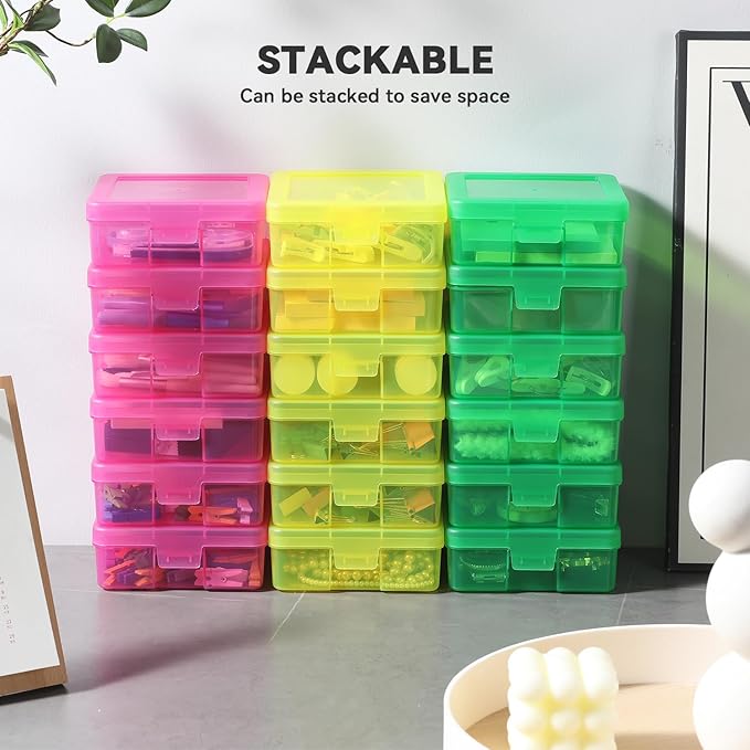 novelinks 18 Pack Small Plastic Storage Containers Clear Arts & Crafts Storage Boxes & Organizers Stackable Small Containers With Lids For Organizin (Set 3)
