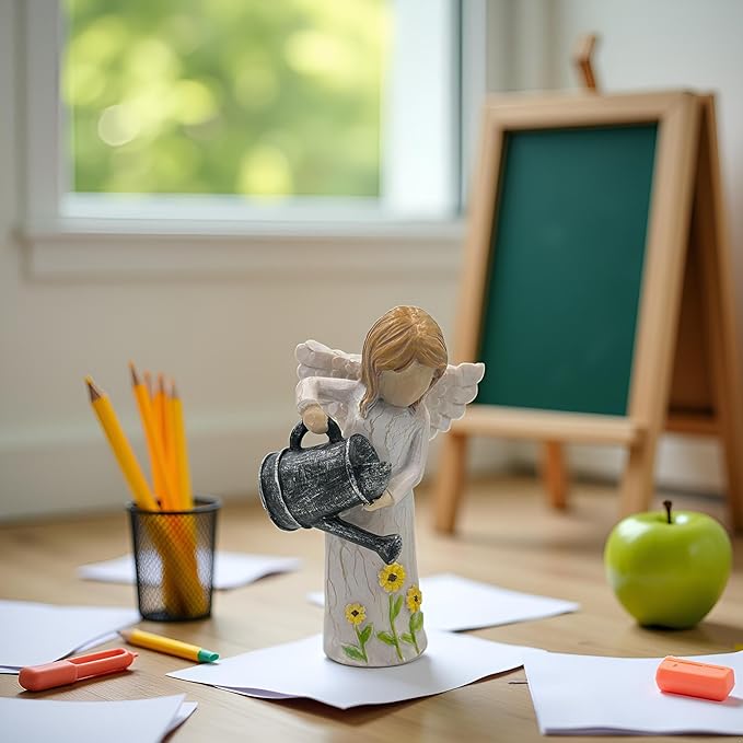 Gardening Gifts for Women - Hand-Carved Resin Figurine with Vintage Watering Can, Small Collectible Decor for Gardeners/Moms/Teachers - Perfect Birthday/Thank You/Moving Gift