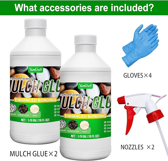 Mulch Glue - 32oz Adhesive Pea Gravel Binder for Landscaping, Garden - Concentrate Landscape Rock Stabilizer, Last up to 2 Years, Gravel Lock for Bonding Bark, Sand