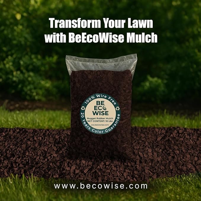 – 100% Wire-Free Premium Grade Nugget Rubber Mulch for Playgrounds & Landscaping | Safe for Kids & Pets, No Replacement Needed, Ultra Durable | Brown, 20 lb (0.8 cu ft)