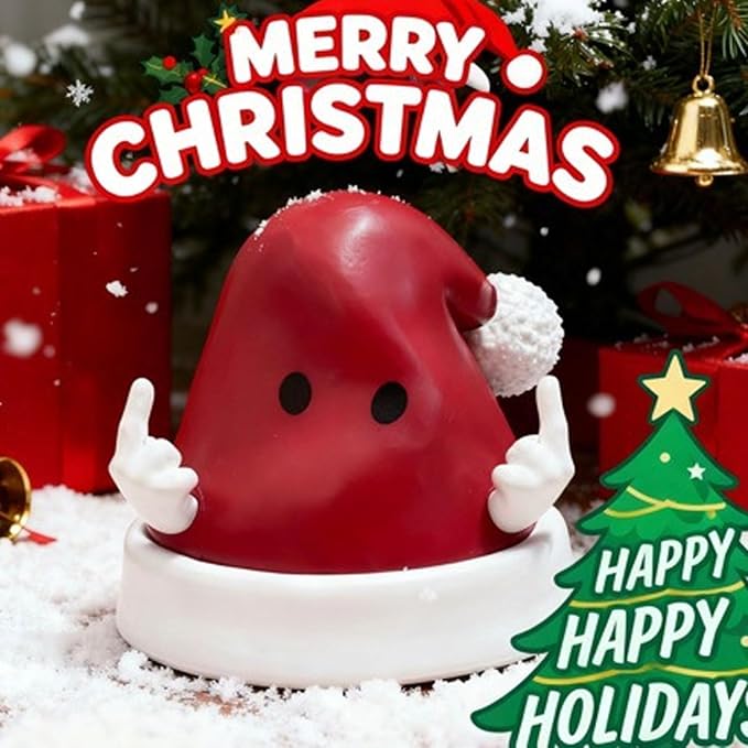 Christmas Hat Figurines Decorations Indoor Cute Xmas Hat Figurines with Gestures Design for Holiday Decor Desktop Decorations for Table Fireplace Mantle Winter Xmas Gifts