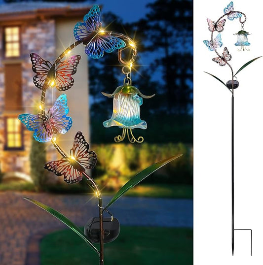 Bshine Solar Butterfly Lights Outdoor Garden Decoration, Metal Stake Waterproof Hanging Flower Solar Lights, Garden Decoration Outdoor Terrace, Yard, Path and Lawn Ornaments