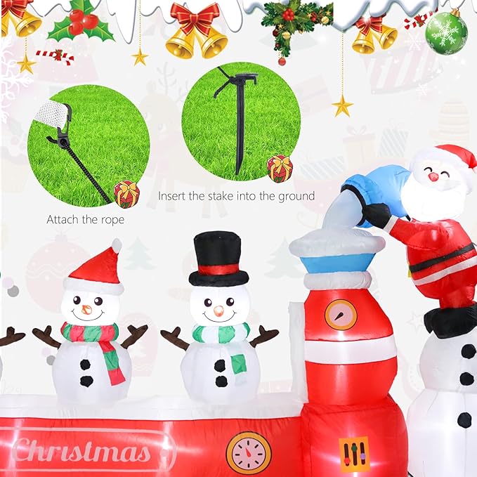 MUMTOP 7.0FT Long Christmas Inflatables Outdoor Decorations, Inflatables Santa Claus Snowman Blow up Merry Christmas Yard Decorations Built-in LED Lights for Outdoor Party Holiday Decor