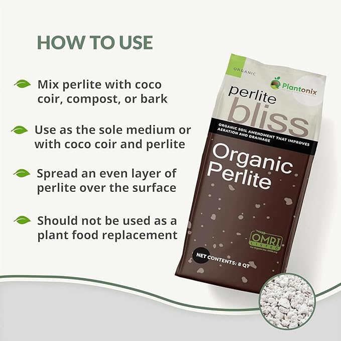 Perlite Bliss (1 Cubic Ft) - Organic Perlite for Plants - Coarse Perlite Bulk Soil Amendment - Chunky Perlite for Plants, Potting Soil, Garden Soil, & Coco Coir - Horticultural Perlite for Gardening