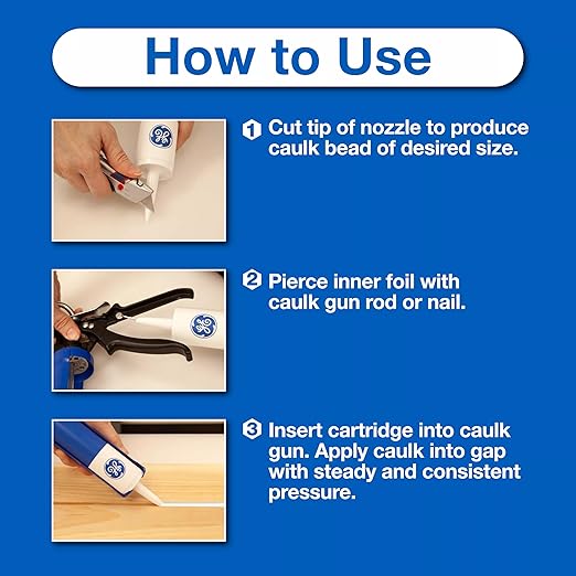 GE All Purpose Silicone Caulk, Clear, 10 fl oz Cartridge, 12 Pack - 100% Waterproof Silicone Sealant, Stronger Adhesion, Freeze & Sun Proof