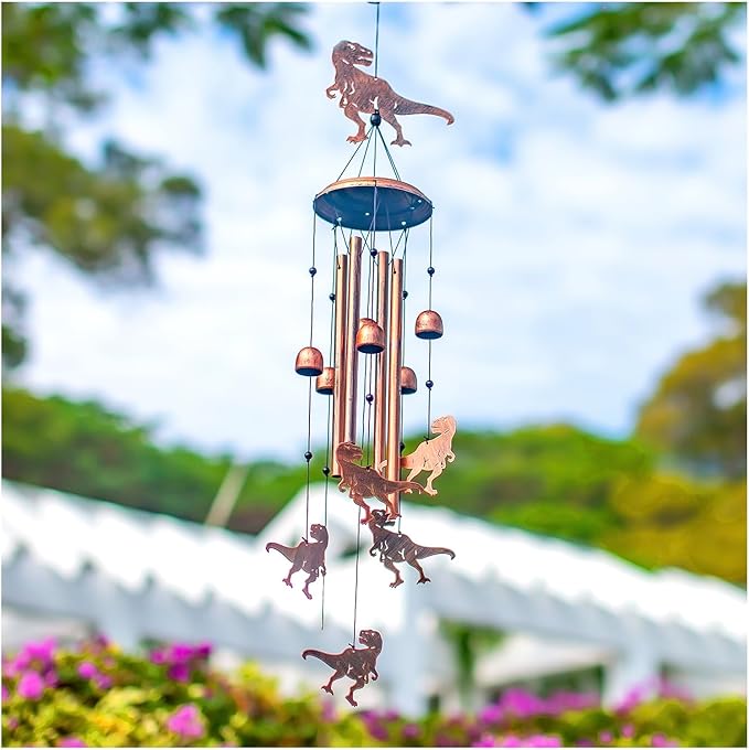 Dinosaur Wind Chimes for Outside,Dinosaur Gifts for Adults Men Women/Memorial/Birthday Metal windchimes Outdoors/Indoors,Garden,Patio,Home,Porch,Yard Decoration