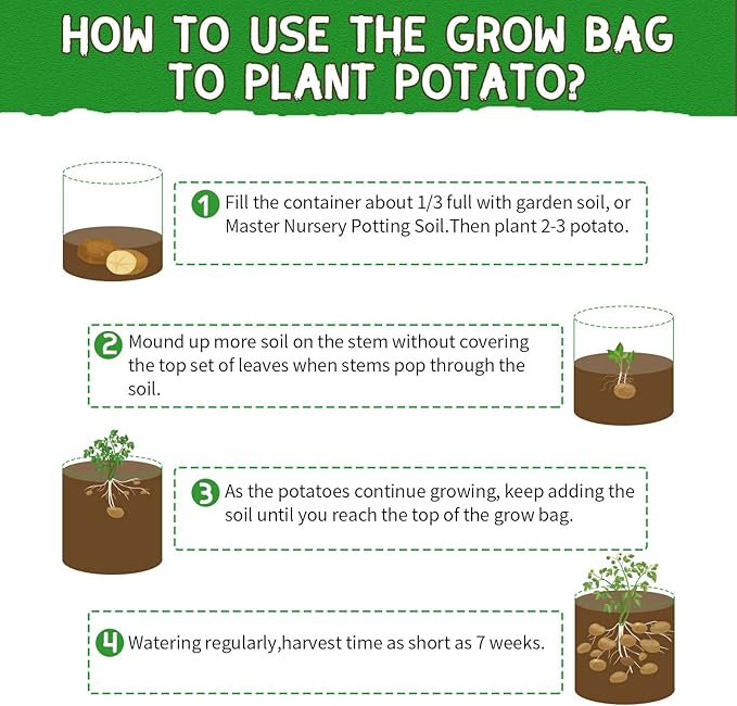 SCENGCLOS 10 Gallon Potato Grow Bags, 6 Pack, Two-Sided Transparent Flap, Breathable Non-Woven Fabric, Large Capacity, Durable Handle, Ideal for Indoor/Outdoor Use