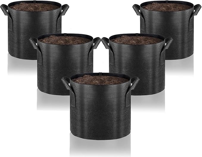 Gardenera Premium Aeration Planters - 15 Gallon - 5 Pack of Thickened Fabric Grow Bags with Handles, Ideal for Growing Vegetables, Fruits, and Herbs