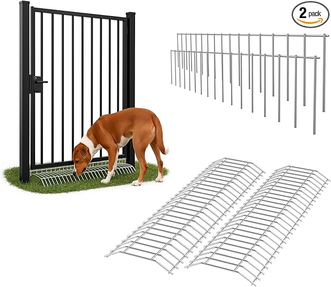 Dig Defence Original Gate Plate - Dog Digging Deterrent, Garden Fence Underground Gap Filler, Rabbits and Dog Fence Barrier - 2 Pack with 2 SM/MD Animal Fence Barrier