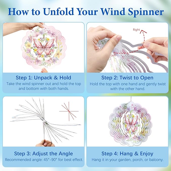 Butterfly Wind Spinners Outdoor, Birthday Gifts for Women Wife Mom, Butterfly Hanging Wind Sculptures Spinners for Christmas, 12 inch Outdoor Indoor Hanging Ornament for Garden Backyard Lawn