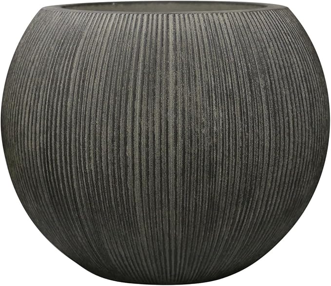 11.8 H x 14.5" Dia (8.9" Pot Opening) Plastic Round Vintage Black Planters for Outdoor Plants, Resin Flower Pot for Indoor and Outdoor Plants, Plant Pot with Drainage Holes and Plug for Patio Garden