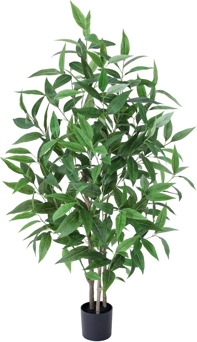 Artificial Eucalyptus Tree, 4ft Tall Fake Silk Plants with Pot, Lifelike Leave and Braches, Realistic Artificial Plants for Home Office Living Room Decor Indoor
