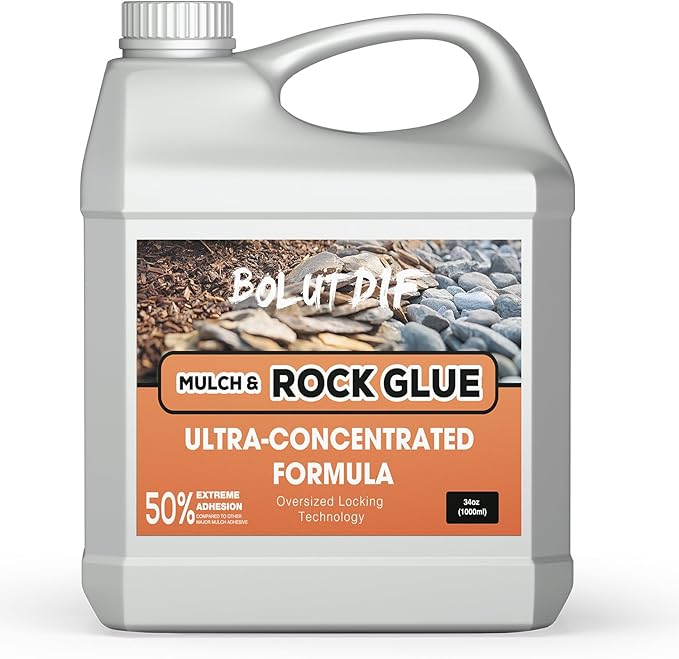 34 OZ Mulch Glue for Landscaping, Rock Glue for Landscaping and Stabilizing Mulch and Pea Gravel, Lasts up to 3 Years, Non Toxic, Fast Drying, Ready to Use