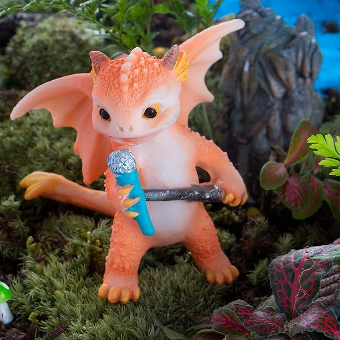 Mini Dragon Figurine, Resin Home Decor, Cute Ornaments, Lucky Animal Garden Statue for Micro Landscape