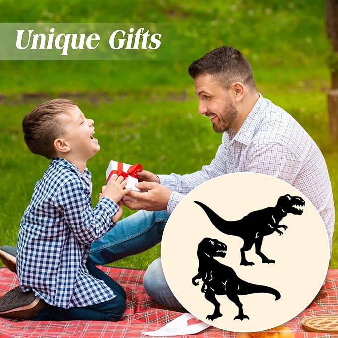Dinosaur Metal Garden Stakes - Gifts for Women/Men/Lovers, Black Silhouette Statues, Outdoor Decor for Yard, Lawn Ornaments