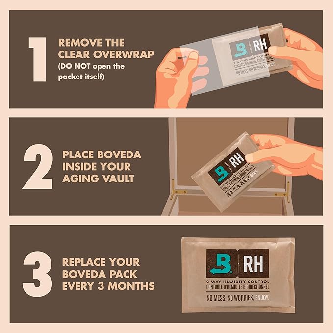 Boveda 69% Two-Way Humidity Control Packs For Plastic, Wood Humidifier Boxes & Resealable bags – Size 60 – 12 Pack – Moisture Absorbers – Humidifier Packs – Individually Wrapped Hydration Packets