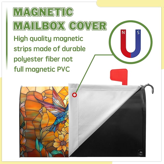 Artistic Birds Mailbox Covers Fall Autumn Mail Box Wraps Magnetic Standard Size 21x18 inch Vintage Floral Sun Mailbox Cover for Garden Outdoor Yard Decor