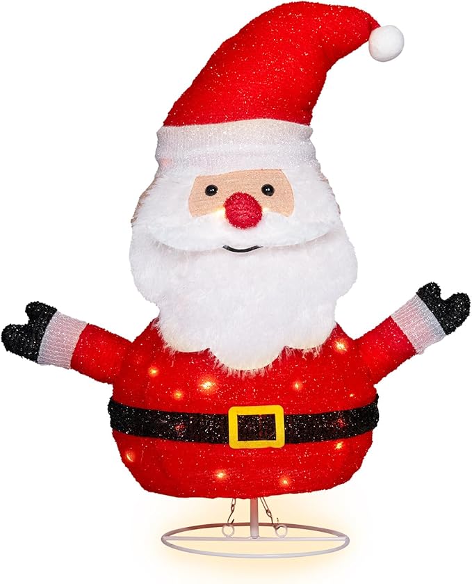 Lighted Christmas Santa Claus Outdoor Decorations Collapsible Santa Claus with LED Lights Pre Lit Pop up Xmas Holiday Decor for Indoor Outdoor Home Yard Garden Lawn