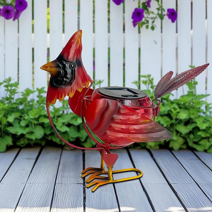 HONGLAND Cardinal Solar Garden Lights Outdoor Decor, Red Bird Figurine Garden Statue Cute Decorations for Pathway Yard Art Lawn Ornaments Mom Grandma Women