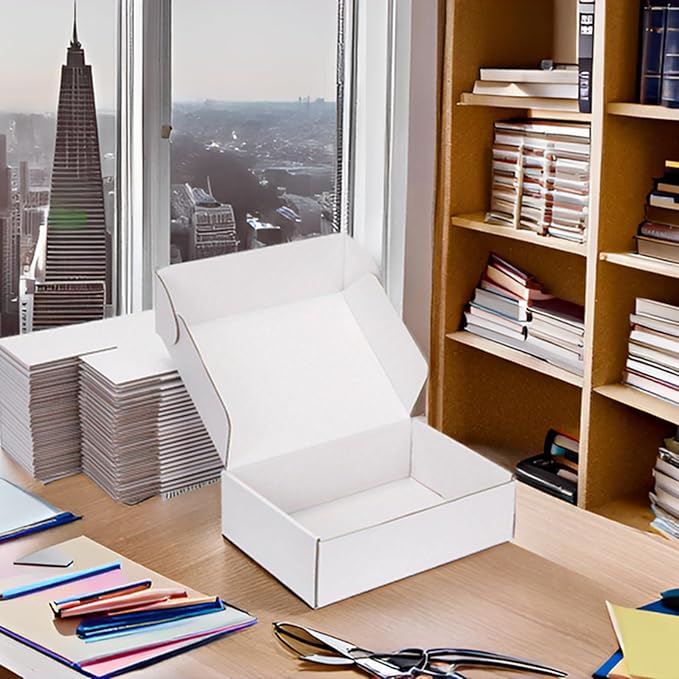 Small Shipping Boxes 10x8x3 Inch (25 Pack) - Sturdy White Corrugated Cardboard Boxes for Small Business, Ecommerce, Mailing & Packaging | Recyclable Gift & Storage Boxes