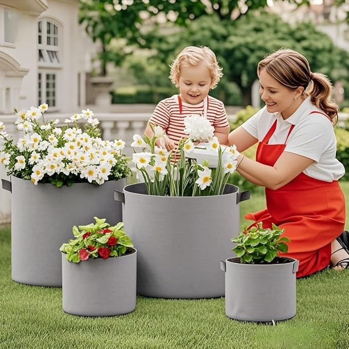 Grow Bags,Gallon Pot,Gallon Grow Bag,Fabric Plant Vegetable Pots with Handles,2-12 Nursery Pot Gallon Grow Bags with 1 Non-Slip Gardening Gloves,5pcs(7 Gallon)