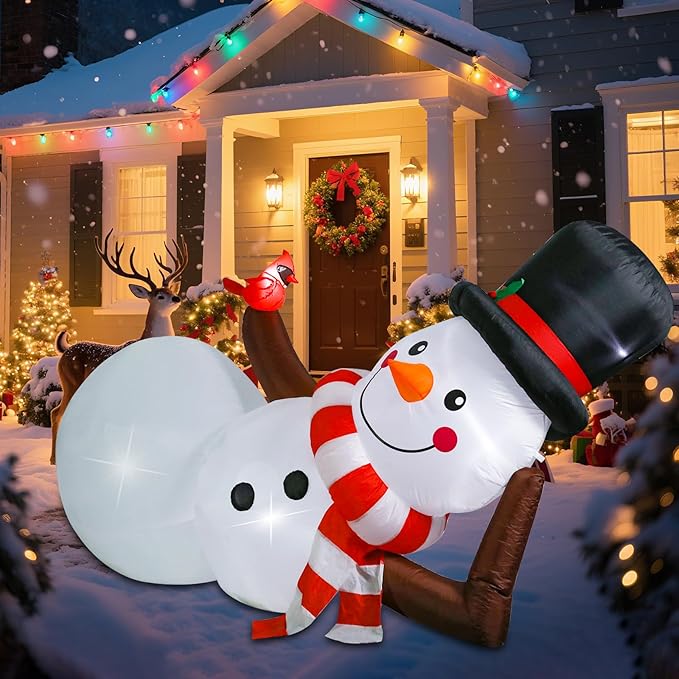 WONDER GARDEN 9.84 FT Christmas Inflatable Outdoor Decorations Christmas Snowman Blow Up Yard Decorations with LED Lights for Xmas Holiday Party Garden Patio Lawn Decor