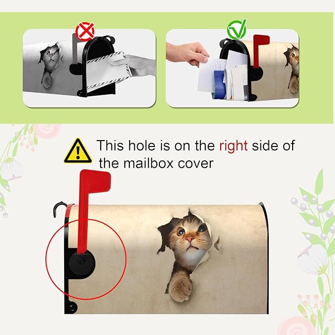 Cat Magnetic Mailbox Cover Large Size Cute Kitty Decorative Mailbox Wraps Post Box Cover Oversized for Garden Yard 21 * 25.5 Inch