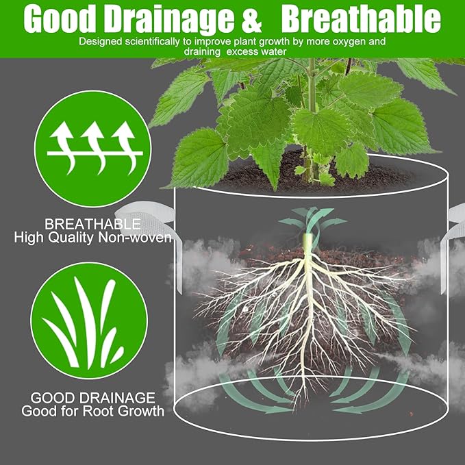 6-Pack Fabric Grow Bags 7 Gallon – Colorful 300G Thickened Nonwoven Planter Pots with Sturdy Handles, Breathable Garden Bags for Vegetables, Potato, Flowers