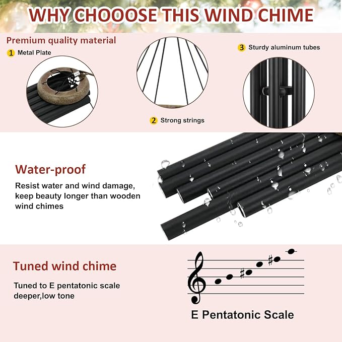 ASTARIN Wind Chimes for Outside, All Metal Tuned Wind Chime Outdoors, Sympathy & Memorial Wind Chimes for Mom Dad, Leaf Design, Box Included