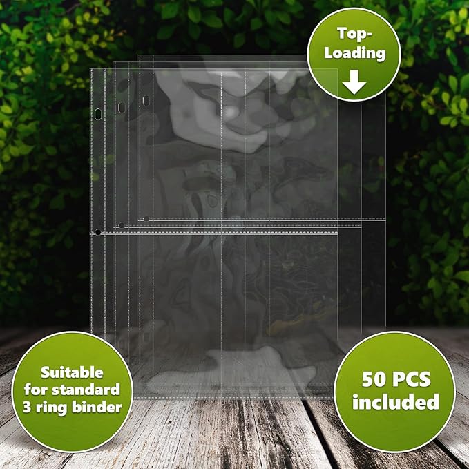 Seed Storage Organizer Sleeves (50 Pack) 4 Pocket Garden Seed Organizer, Slot Size 3.5x5 Clear Sleeves for Seed Packet Storage, Seed Keeper, Seed Organizer Binder (50 Pack, 3.5 x 5.25'' - 4 Pocket)