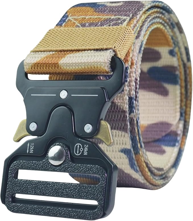 Tactical Belt, Military Hiking Rigger 1.5" Nylon Web Work Belt with Heavy Duty Quick Release Metal Buckle