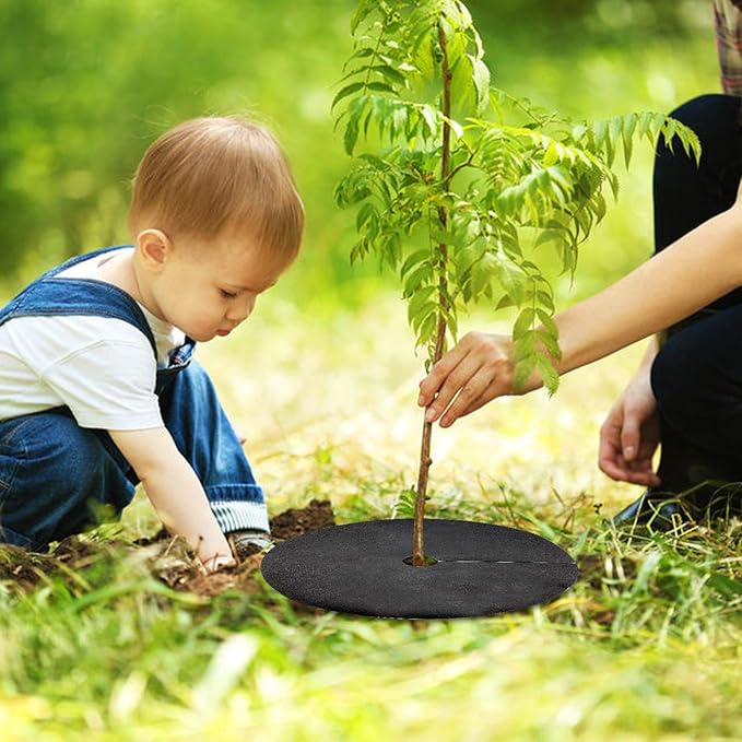 EBaokuup 20 Pack 10.6 Inch Non-Woven Tree Mulch Ring - Degradable Tree Protector Mat, Reusable Tree Weed Barrier Mat for Weed Control Root Protection