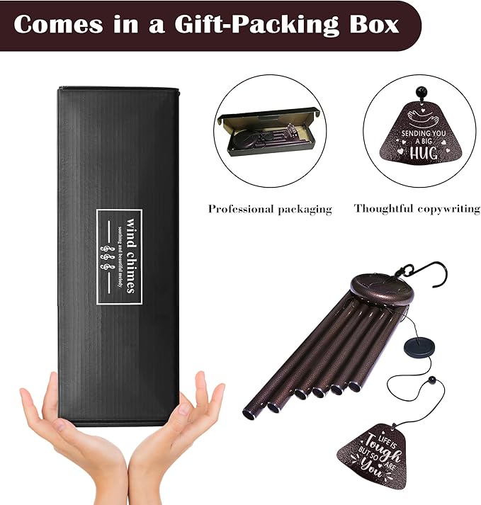 Get Well Gifts for Women 32” Wind Chimes, Inspirational Relaxation Birthday Sympathy Gifts for Women, Thinking of You/Feel Better Gift for Woman, Emotional Support, Sending You a Big Hug