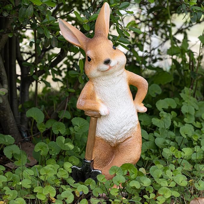 Bunny Garden Statue Outdoor Decor Resin Funny Rabbit Statue for Outdoor Patio Lawn Yard Art Decoration Christmas Housewarming Gift