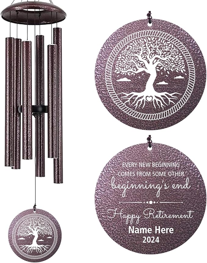 Personalized Wind Chimes 2025 Retirement, Retirement Gifts for Dad/Mom, Celebrate Retire, Custom Metal Retirement Wind Chimes for Woman/Man Outdoor 36inch (Produced in USA)