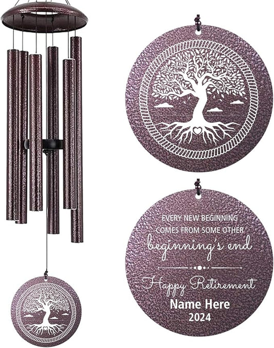 Personalized Wind Chimes 2025 Retirement, Retirement Gifts for Dad/Mom, Celebrate Retire, Custom Metal Retirement Wind Chimes for Woman/Man Outdoor 36inch (Produced in USA)