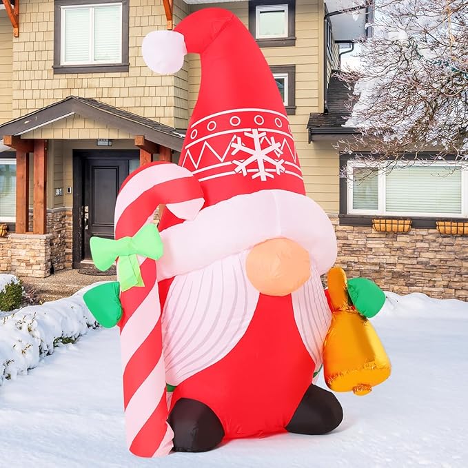 COMIN 5 FT Christmas Inflatables Gnome Outdoor Decoration Blow Up Yard with Built-in LEDs for Holiday Garden Party Decor